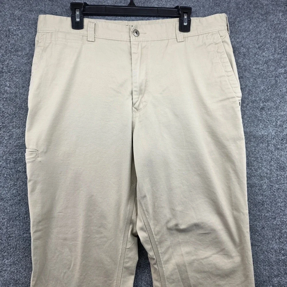 Duluth Trading Co Mens 36x32‎ Beige Cotton Spandex Cargo Pants Work Casual